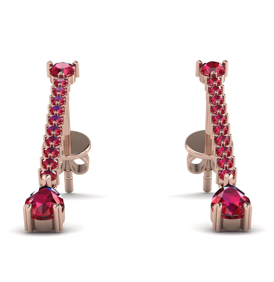 Hanging Oval Ruby Earrings - Tatiana No. 56