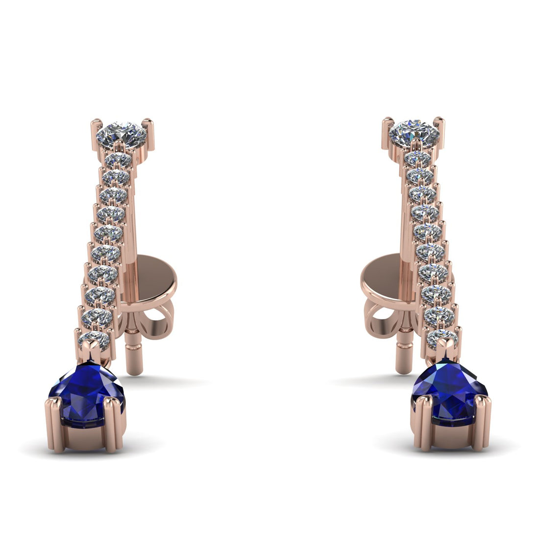 Hanging Oval Sapphire Earrings - Tatiana No. 62