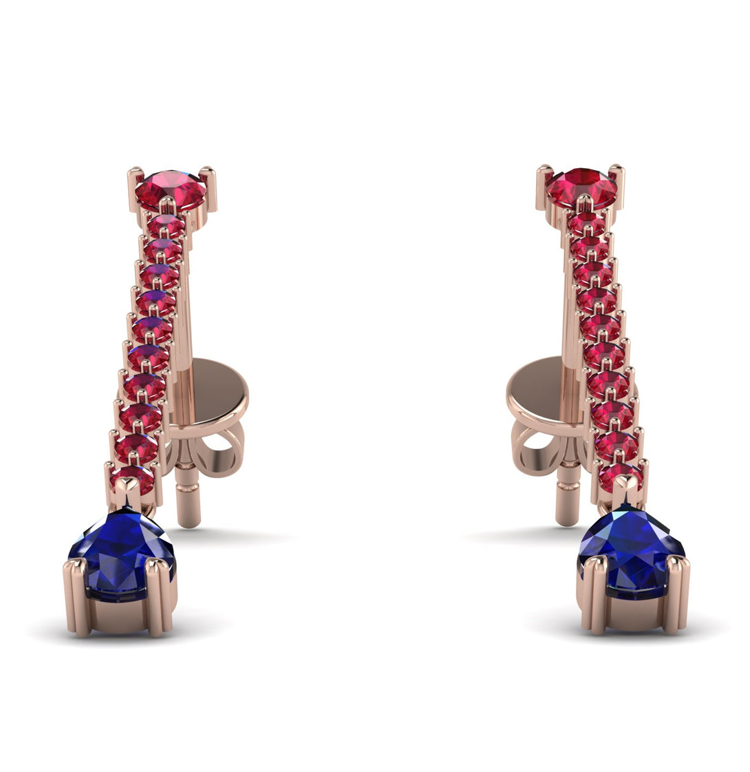 Hanging Oval Sapphire Earrings - Tatiana No. 71