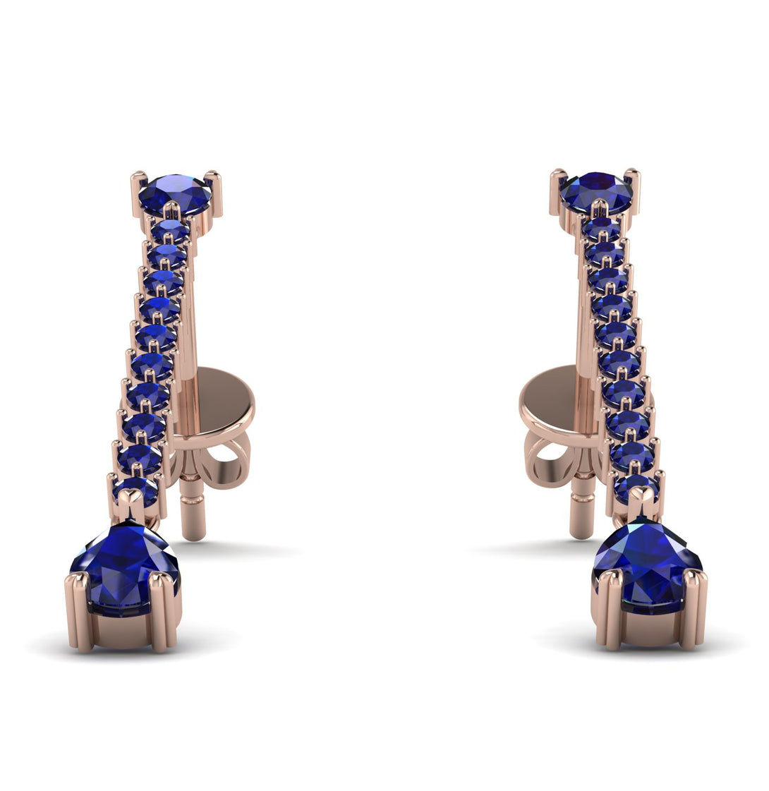 Hanging Oval Sapphire Earrings - Tatiana No. 74