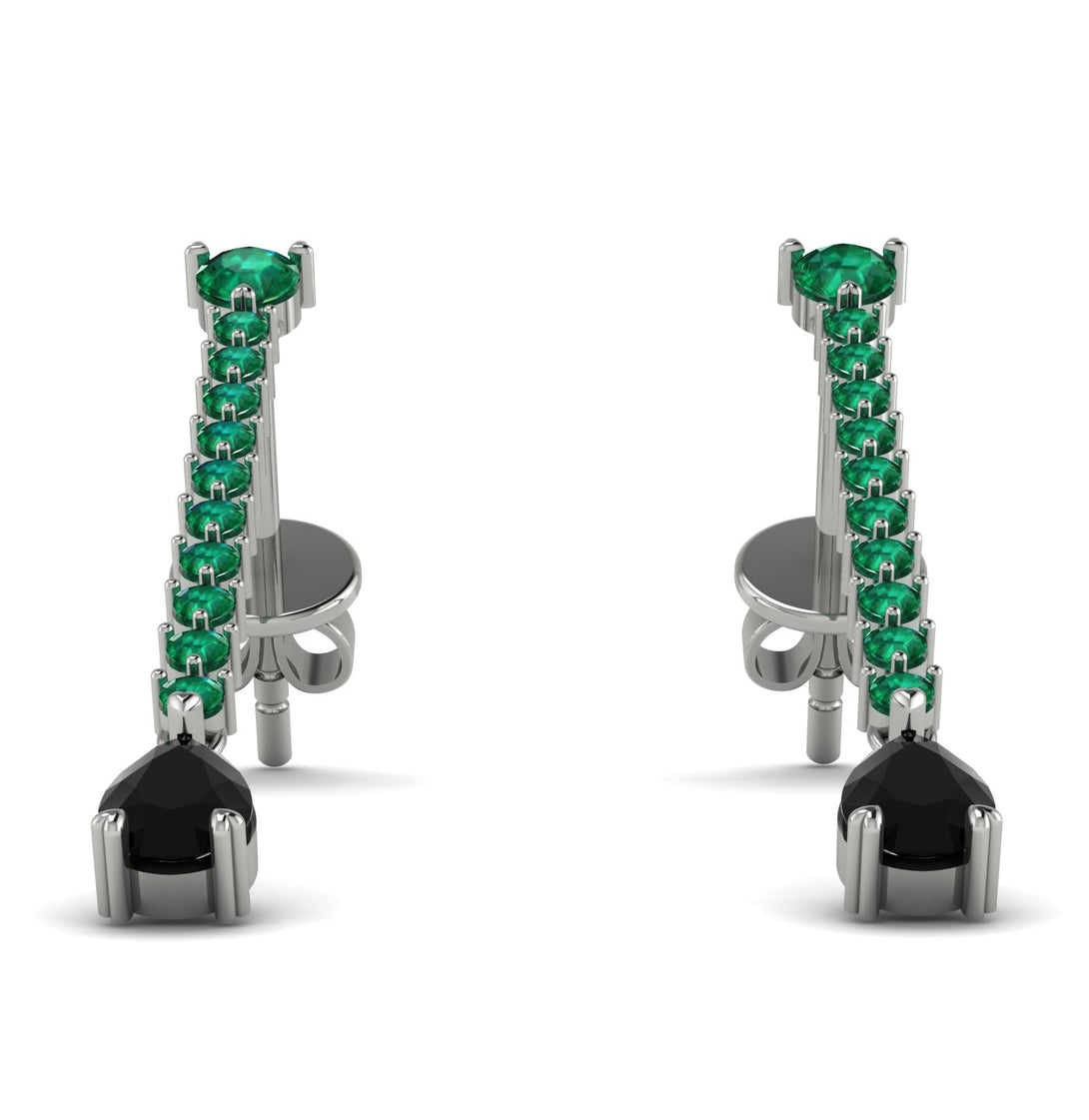 Hanging Oval Black Diamond Earrings - Tatiana No. 36
