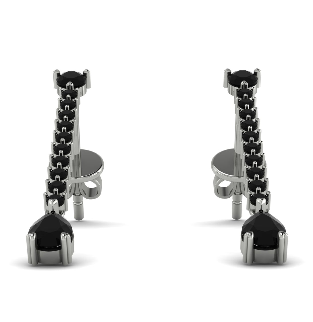 Hanging Oval Black Diamond Earrings - Tatiana No. 39