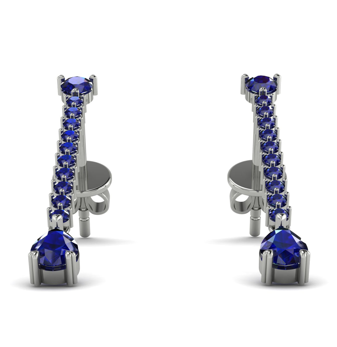 Hanging Oval Sapphire Earrings - Tatiana No. 75