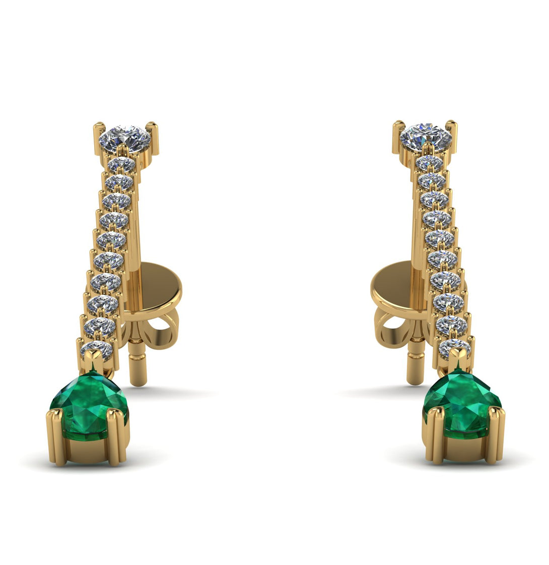 Hanging Oval Emerald Earrings - Tatiana No. 16