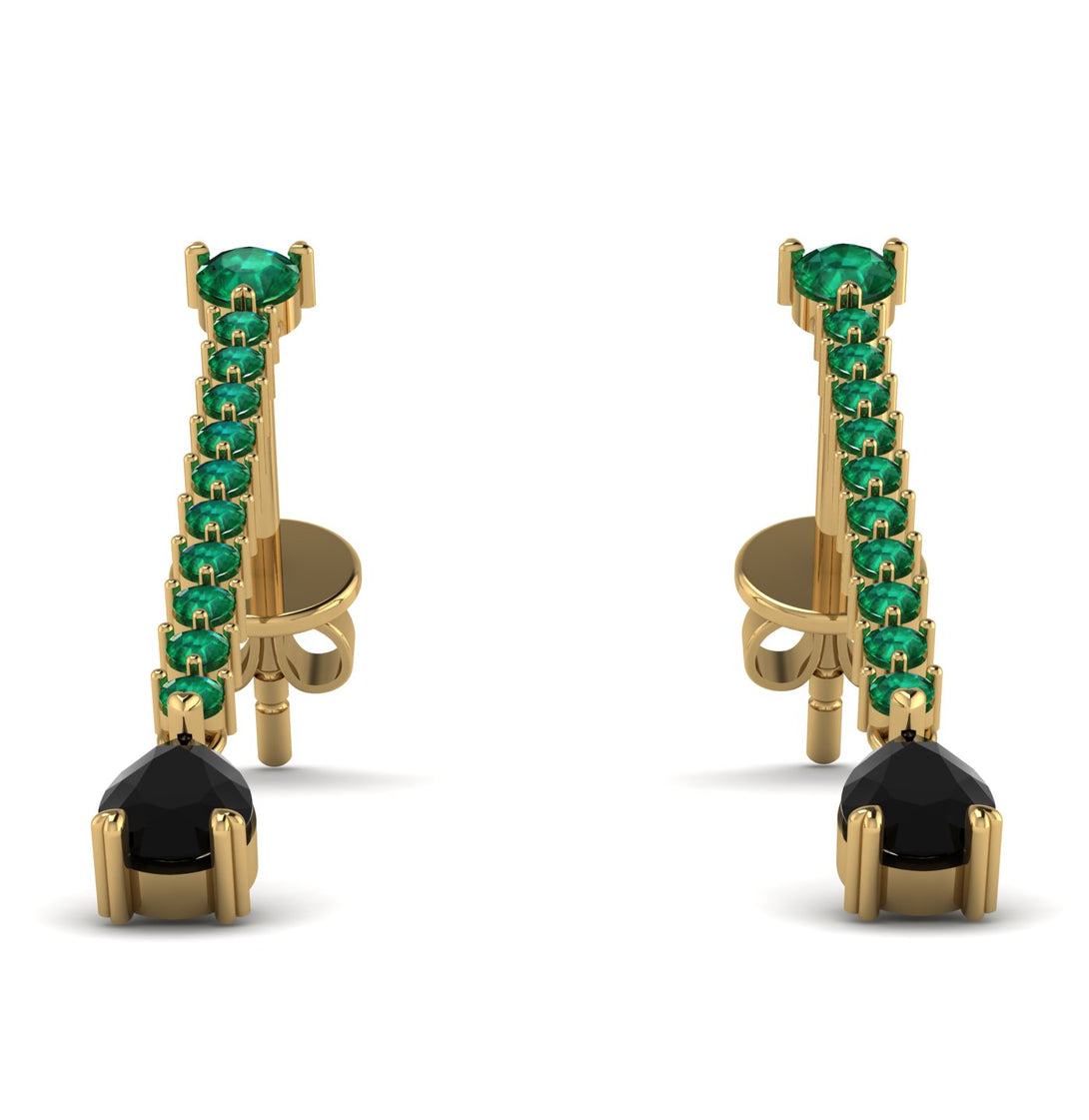 Hanging Oval Black Diamond Earrings - Tatiana No. 34