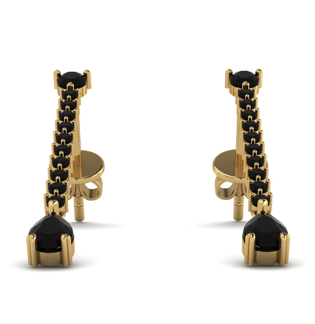 Hanging Oval Black Diamond Earrings - Tatiana No. 37