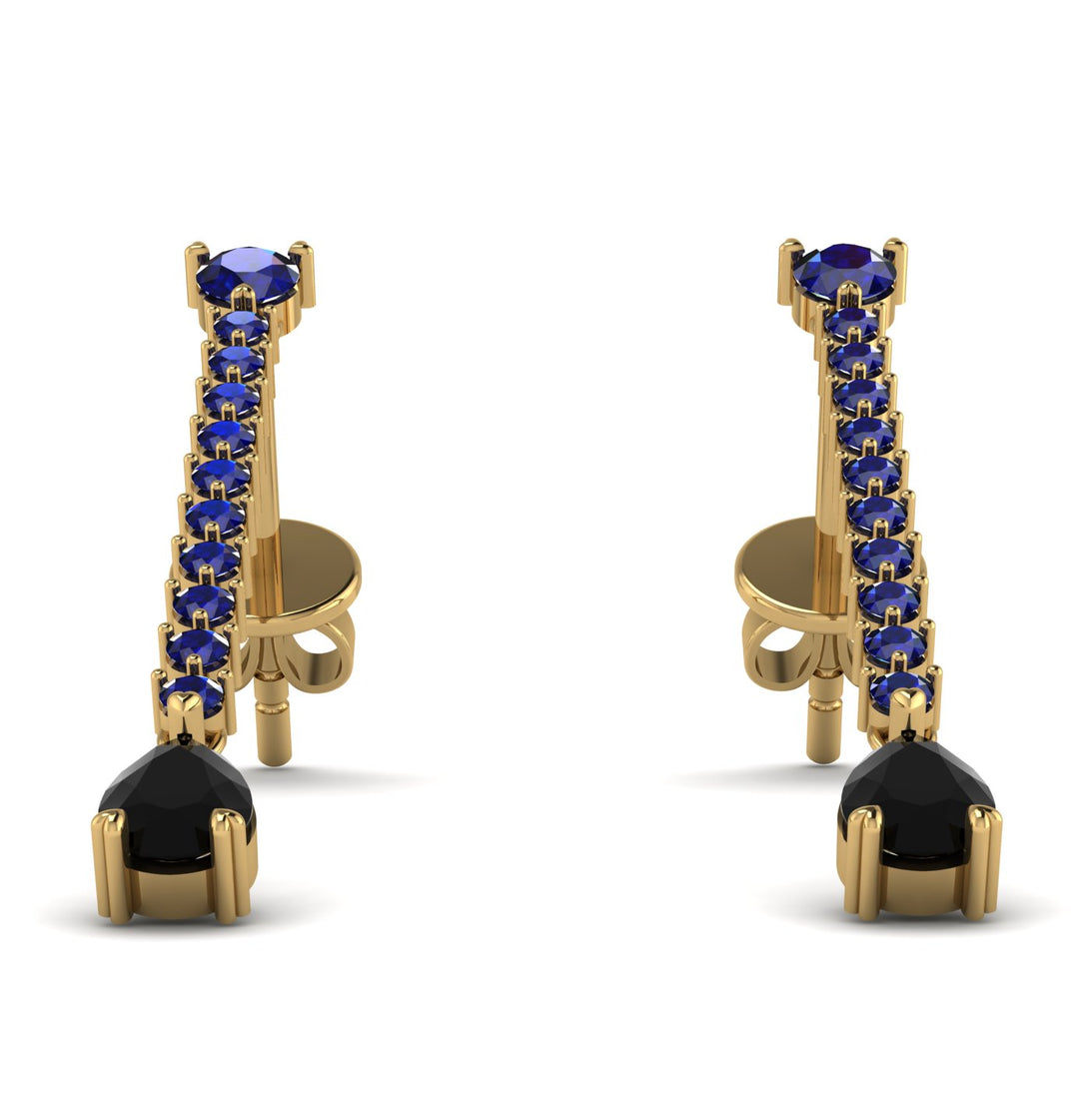 Hanging Oval Black Diamond Earrings - Tatiana No. 43