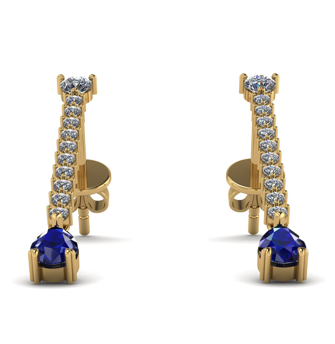 Hanging Oval Sapphire Earrings - Tatiana No. 61