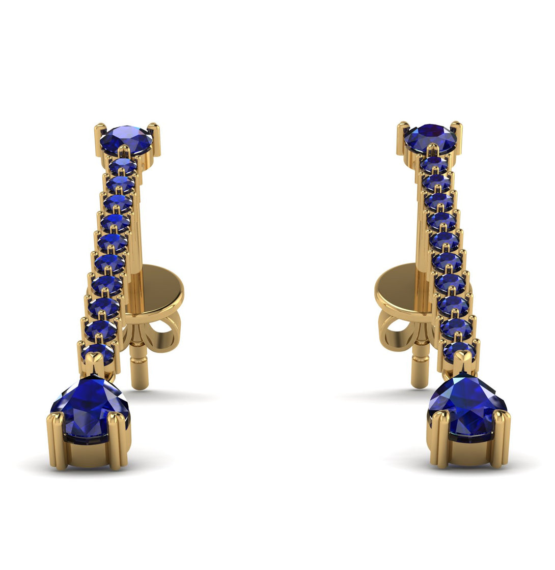 Hanging Oval Sapphire Earrings - Tatiana No. 73