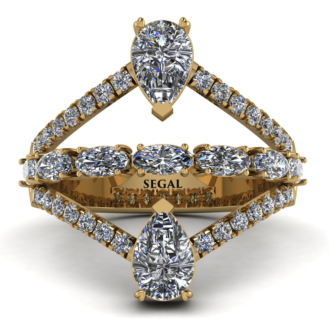 Symmetrical Twist Shank Pear Diamond Ring - Eliza No. 1