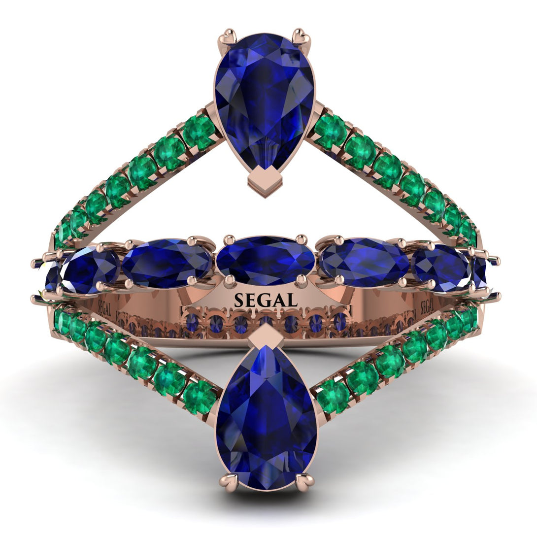 Symmetrical Twist Shank Pear Sapphire Ring - Eliza No. 29