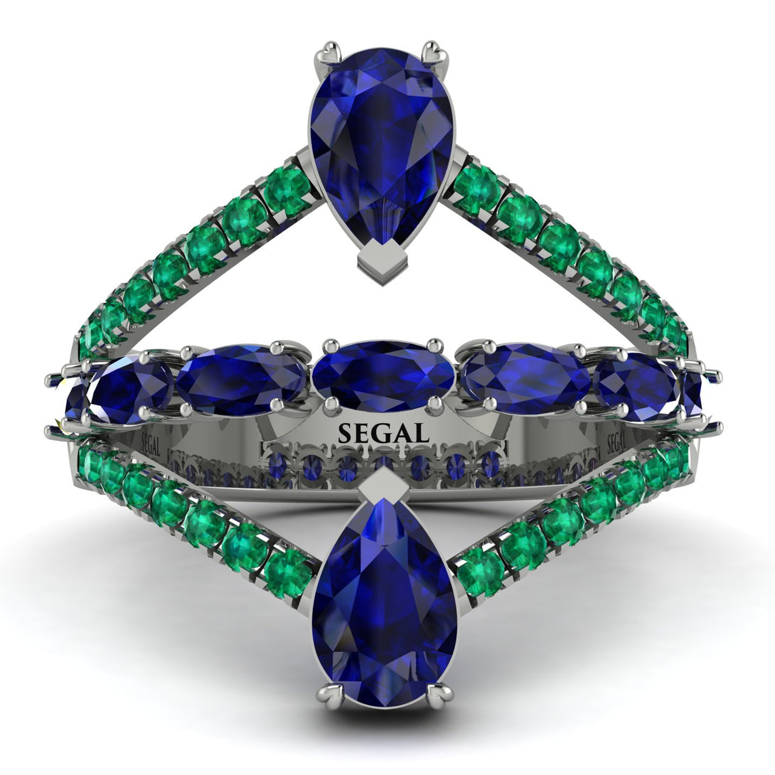 Symmetrical Twist Shank Pear Sapphire Ring - Eliza No. 30