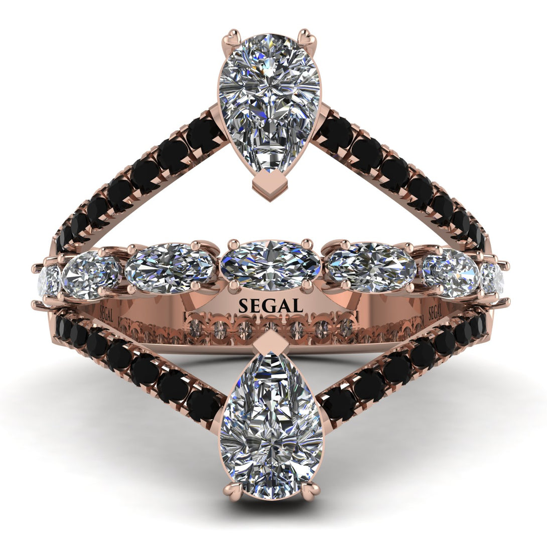 Symmetrical Twist Shank Pear Diamond Ring - Eliza No. 32
