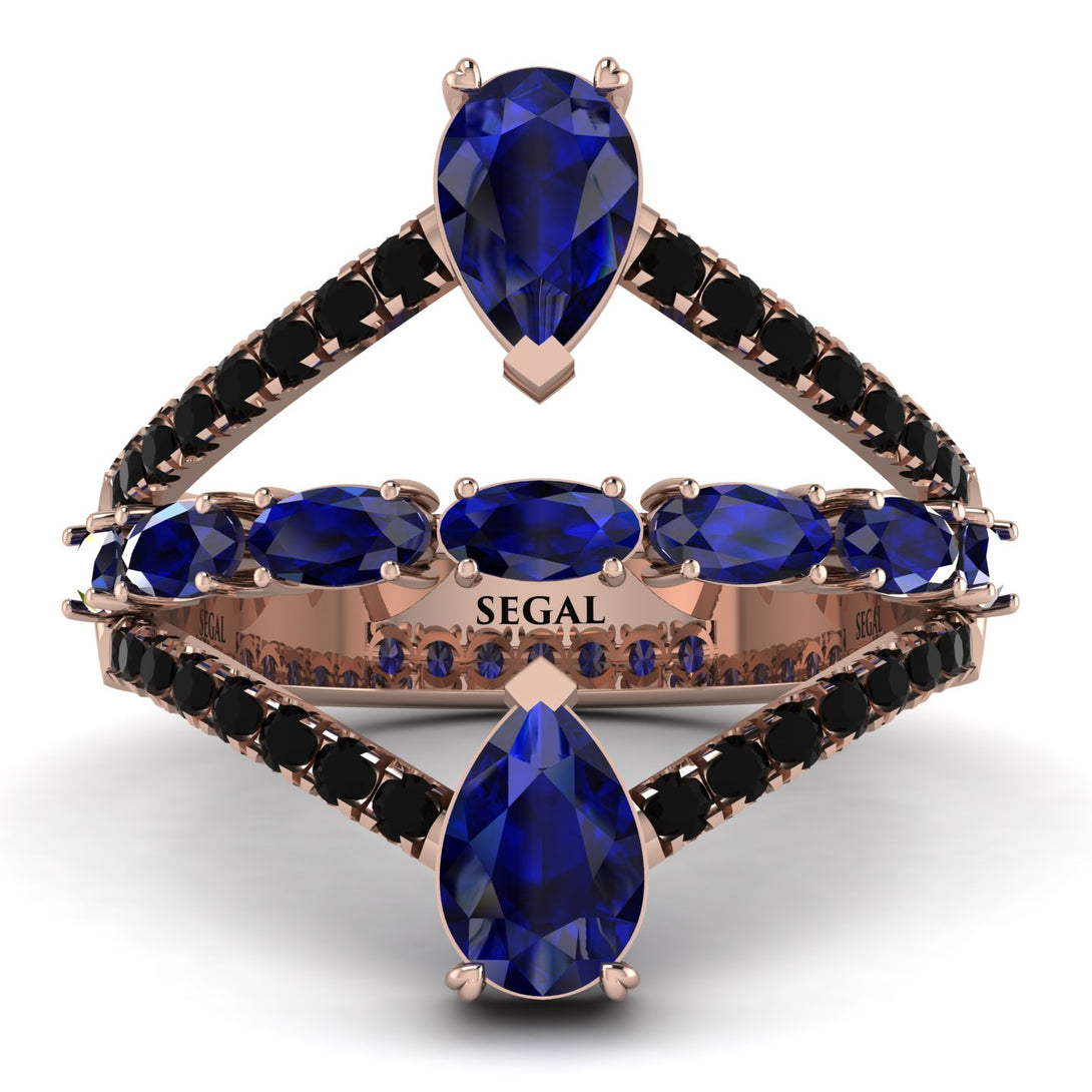 Symmetrical Twist Shank Pear Sapphire Ring - Eliza No. 44