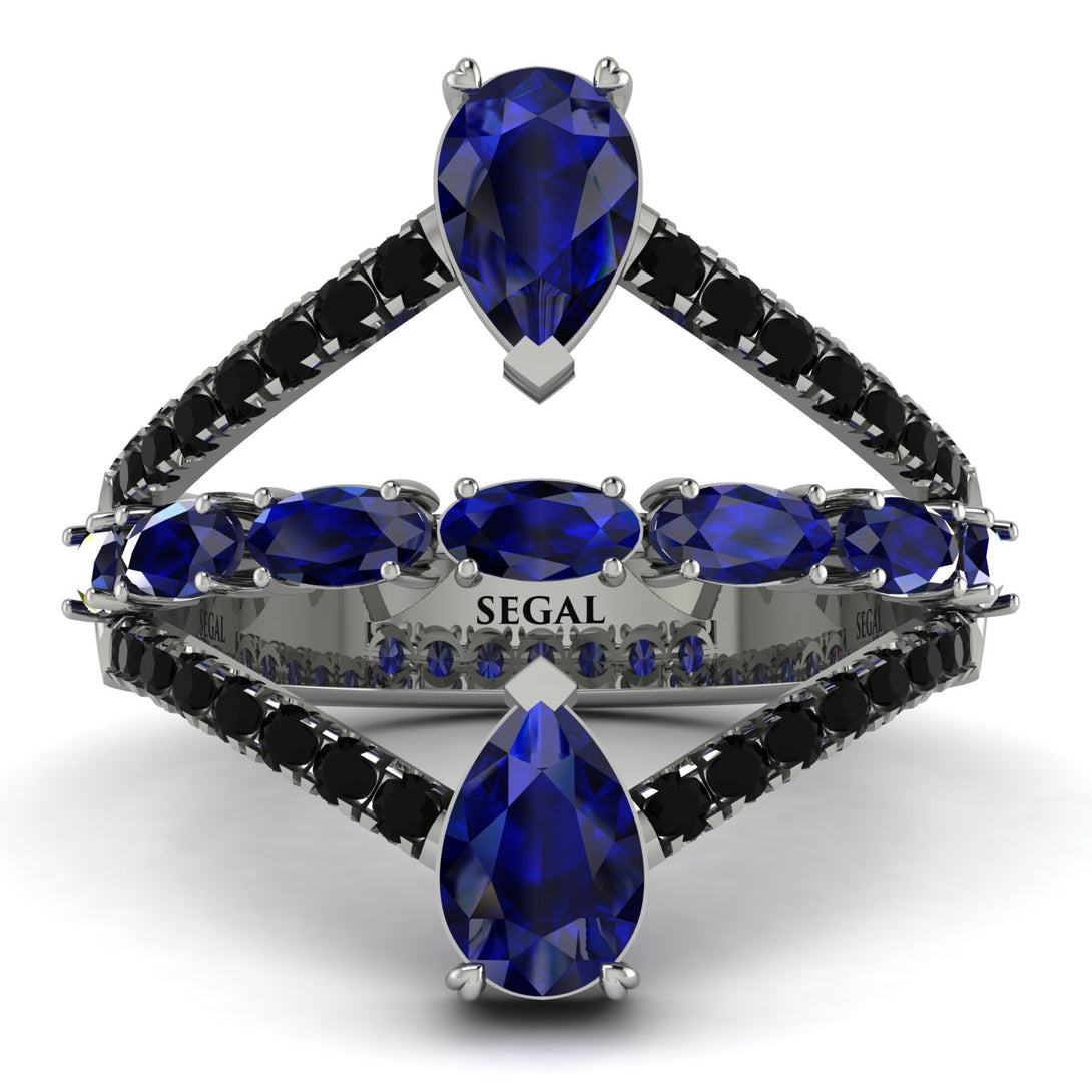 Symmetrical Twist Shank Pear Sapphire Ring - Eliza No. 45