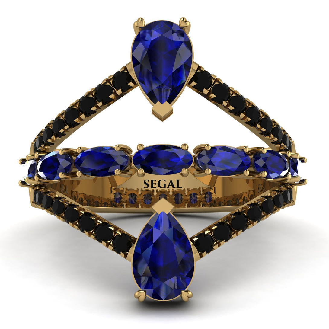 Symmetrical Twist Shank Pear Sapphire Ring - Eliza No. 43