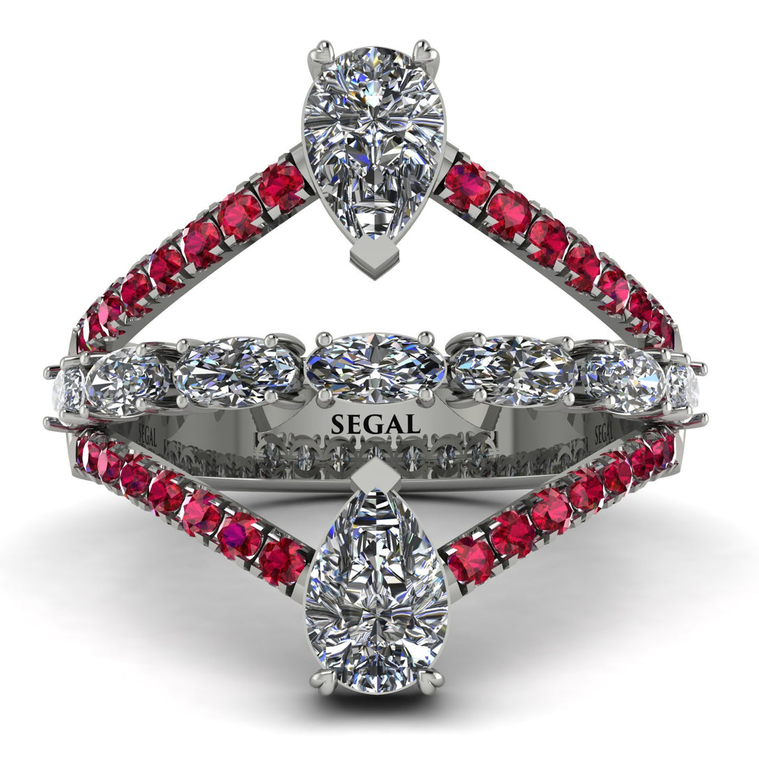 Symmetrical Twist Shank Pear Diamond Ring - Eliza No. 48