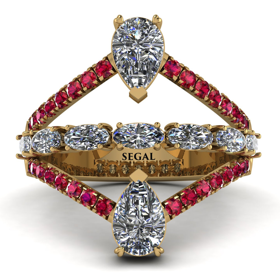 Symmetrical Twist Shank Pear Diamond Ring - Eliza No. 46