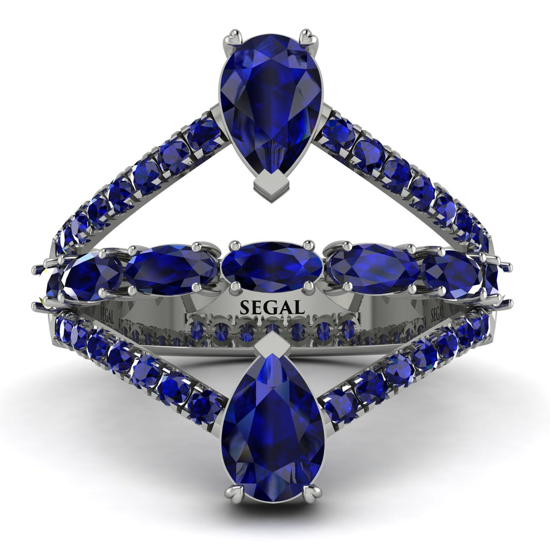 Symmetrical Twist Shank Pear Sapphire Ring - Eliza No. 75