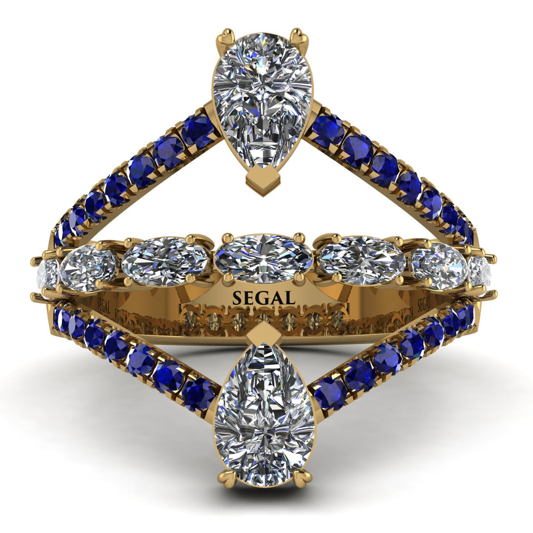 Symmetrical Twist Shank Pear Diamond Ring - Eliza No. 61