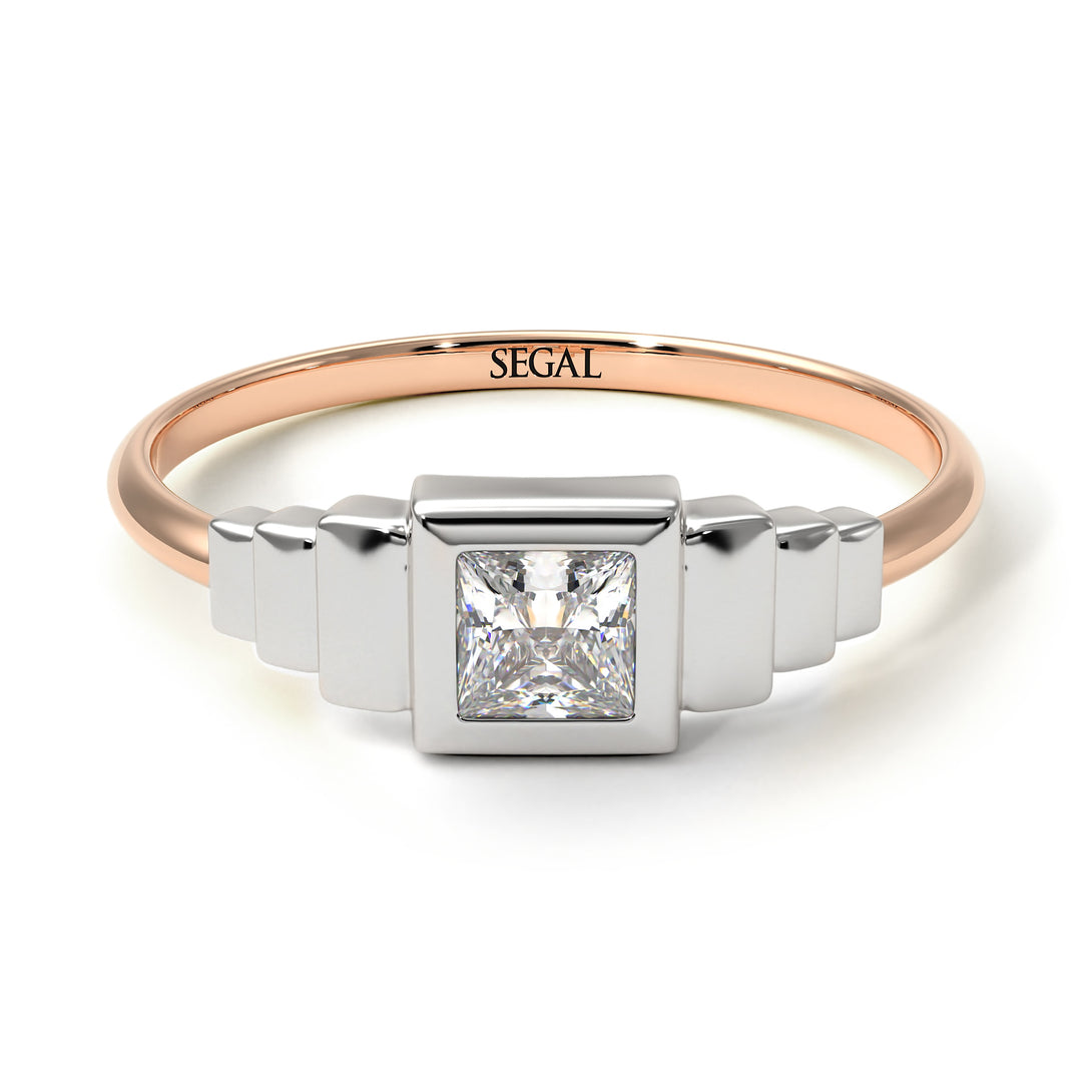 Two Tones Geometric Princess Cut Diamond Ring - Everleigh No. 18