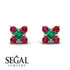 Geometrical 5 Emeralds Stud Earrings - Noa No. 51 image 9