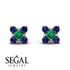 Geometrical 5 Emeralds Stud Earrings - Noa No. 66 image 9