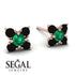 Geometrical 5 Emeralds Stud Earrings - Noa No. 35 image 2