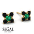 Geometrical 5 Emeralds Stud Earrings - Noa No. 34 image 2