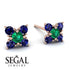 Geometrical 5 Emeralds Stud Earrings - Noa No. 65 image 2