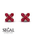 Geometrical 5 Rubys Stud Earrings - Noa No. 56 image 9