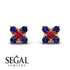 Geometrical 5 Rubys Stud Earrings - Noa No. 70 image 9