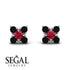 Geometrical 5 Rubys Stud Earrings - Noa No. 42 image 9