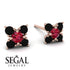 Geometrical 5 Rubys Stud Earrings - Noa No. 41 image 2