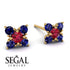 Geometrical 5 Rubys Stud Earrings - Noa No. 70 image 2