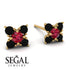 Geometrical 5 Rubys Stud Earrings - Noa No. 40 image 2