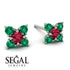 Geometrical 5 Rubys Stud Earrings - Noa No. 27 image 2