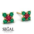 Geometrical 5 Rubys Stud Earrings - Noa No. 25 image 2