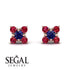 Geometrical 5 Sapphires Stud Earrings - Noa No. 59 image 9