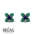 Geometrical 5 Sapphires Stud Earrings - Noa No. 29 image 9