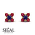 Geometrical 5 Sapphires Stud Earrings - Noa No. 58 image 9