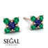 Geometrical 5 Sapphires Stud Earrings - Noa No. 29 image 2