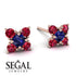 Geometrical 5 Sapphires Stud Earrings - Noa No. 59 image 2