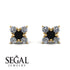 Geometrical 5 Black Diamonds Stud Earrings - Noa No. 7 image 2