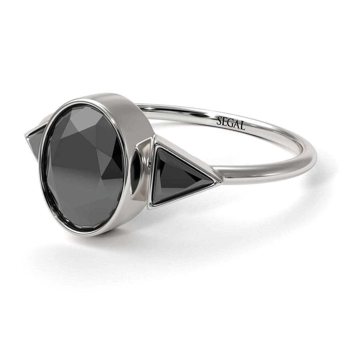 Geometrical Bezel Black Diamond Ring - Trinity No. 39