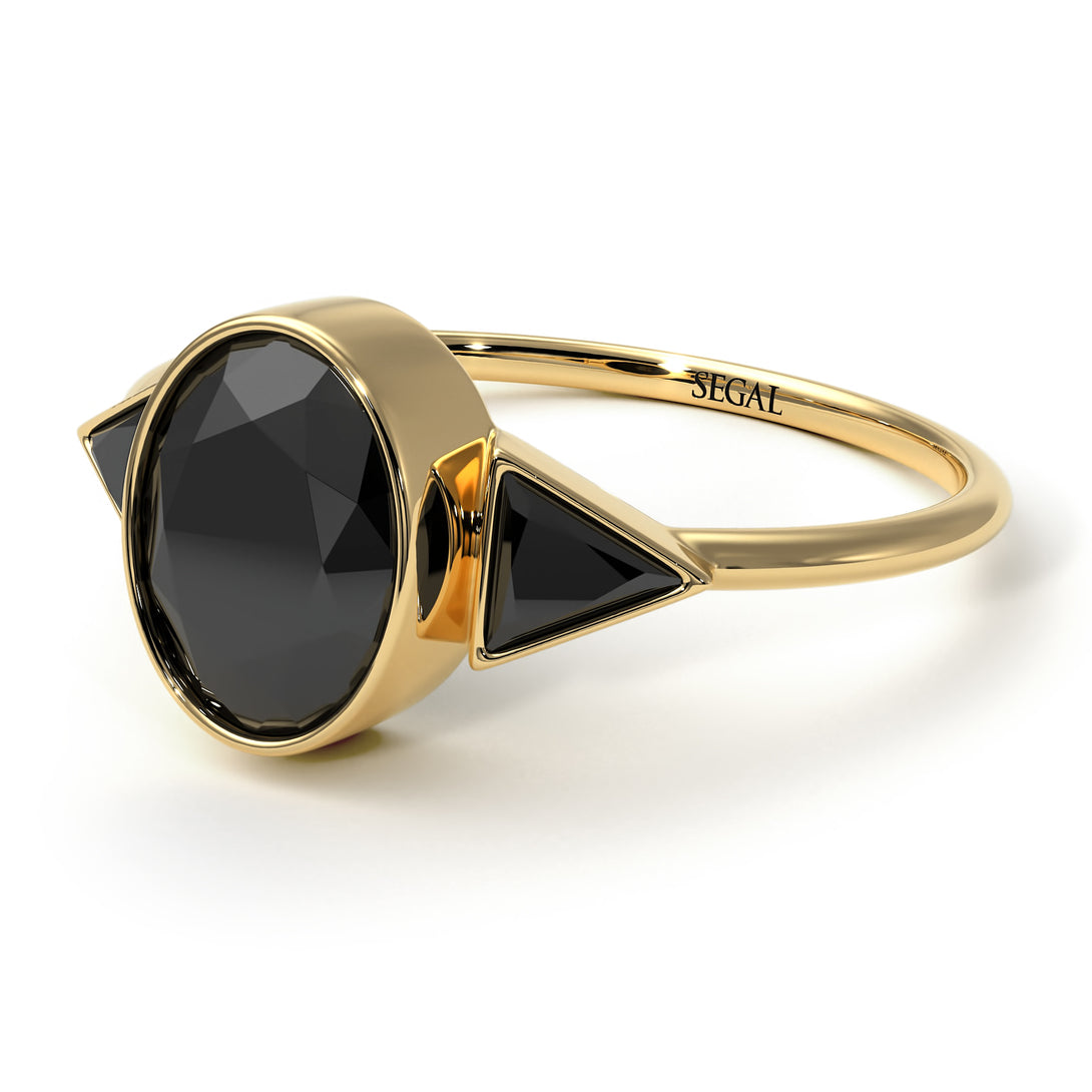 Geometrical Bezel Black Diamond Ring - Trinity No. 37