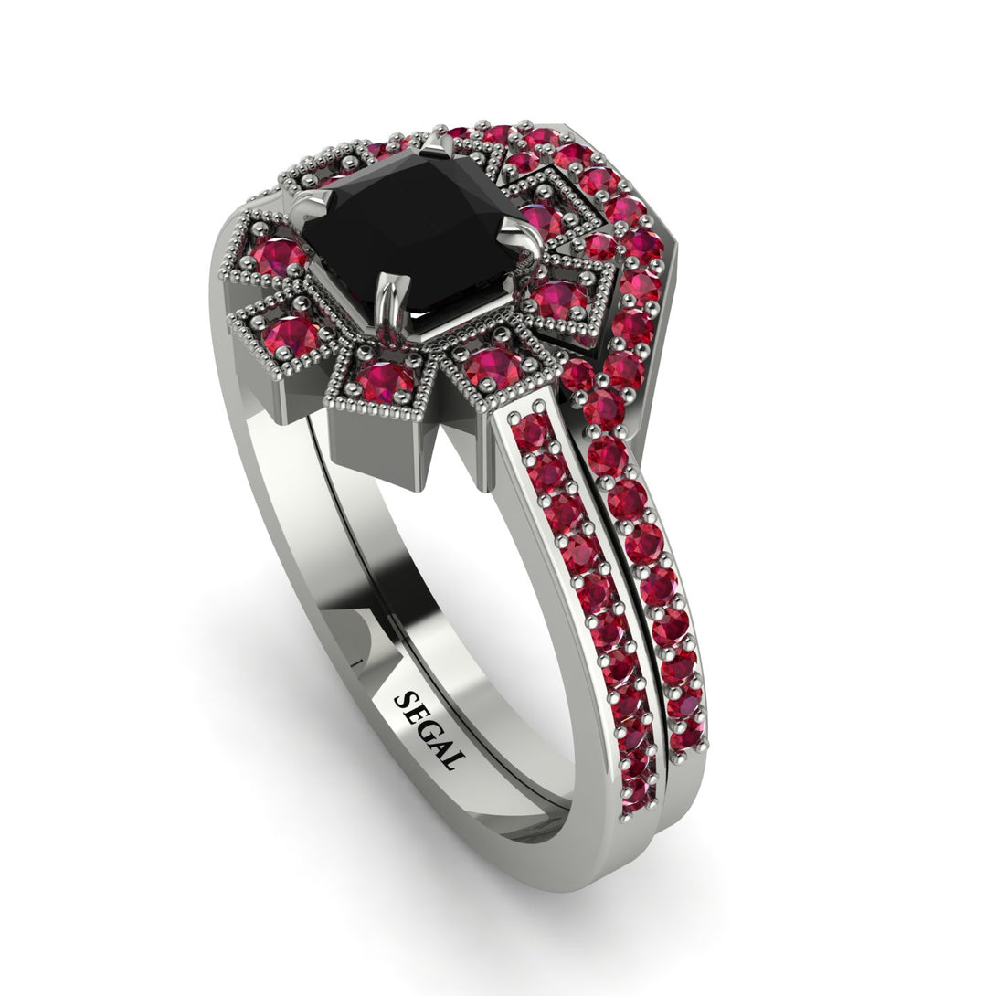 Geometrical Radiant Black Diamond Bridal Set - Jennifer No. 54