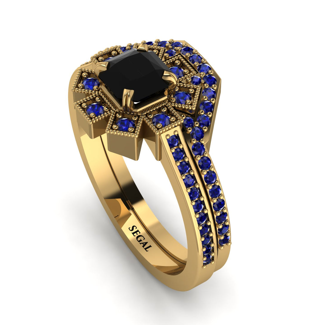 Geometrical Radiant Black Diamond Bridal Set - Jennifer No. 67