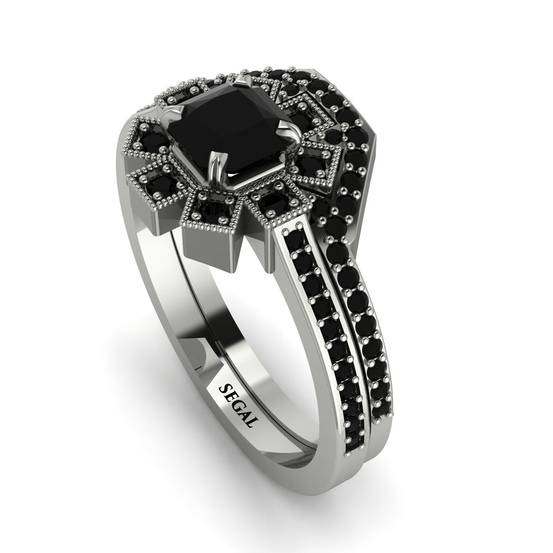 Geometrical Radiant Black Diamond Bridal Set - Jennifer No. 39