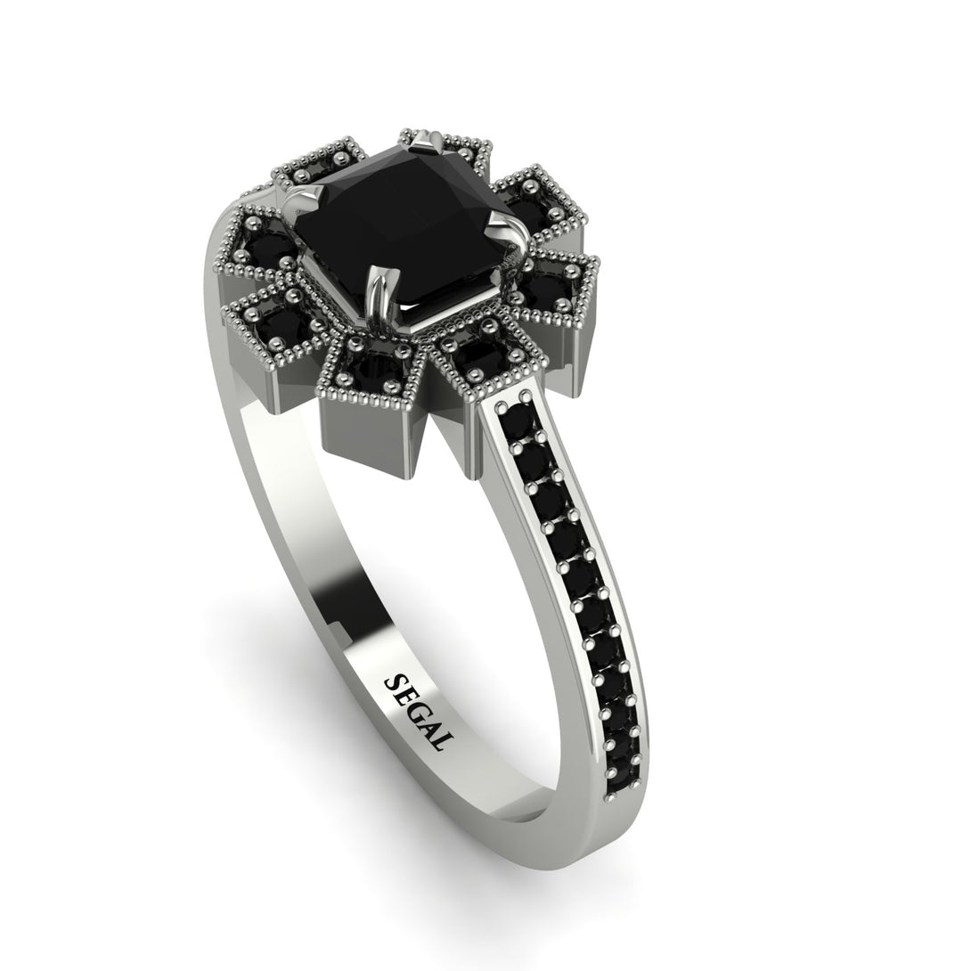 Geometrical Radiant Black Diamond Engagement Ring - Jennifer No. 39